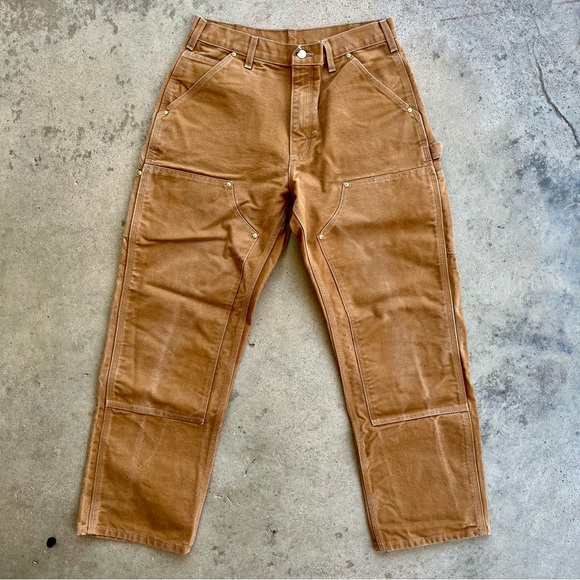 【USA製】Carhartt Double knee MOS 32×32 Vintage Carhartt Double Knee Patchwork Pants Dungaree B01